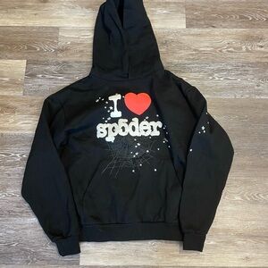 Black Sp5der Hoodie I Heart Sp5der Design